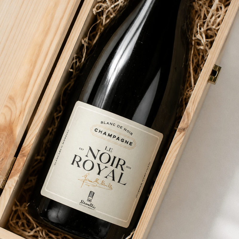 "LE NOIR ROYAL" CHAMPAGNE BY MORELLI - MAGNUM ASTUCCIO IN LEGNO