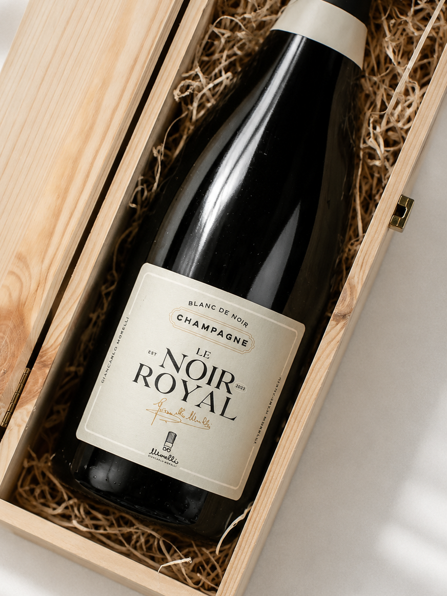 "LE NOIR ROYAL" CHAMPAGNE BY MORELLI - MAGNUM ASTUCCIO IN LEGNO